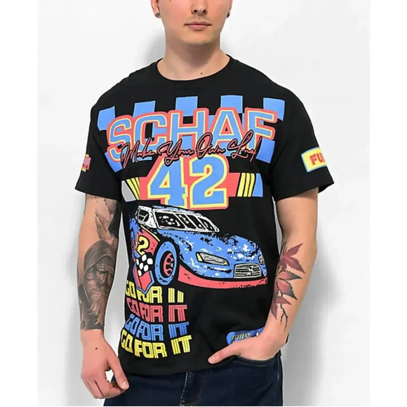 Schaf Racing Co. Men’s Make Your Own Luck Graphic Tee Cars Sz XL NWOT - Picture 1 of 8